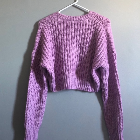 Lavender Knit Cropped Sweater - Picture 1 of 5